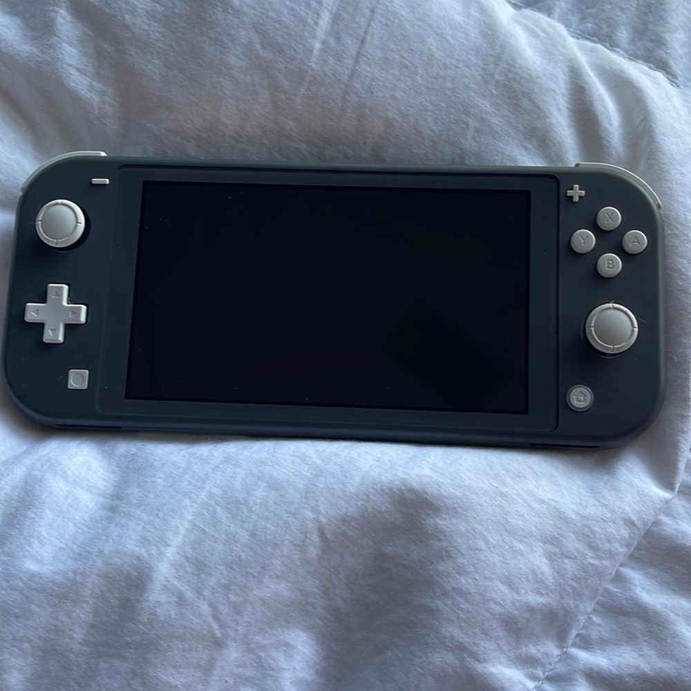 Grey Nintendo switch Lite and games